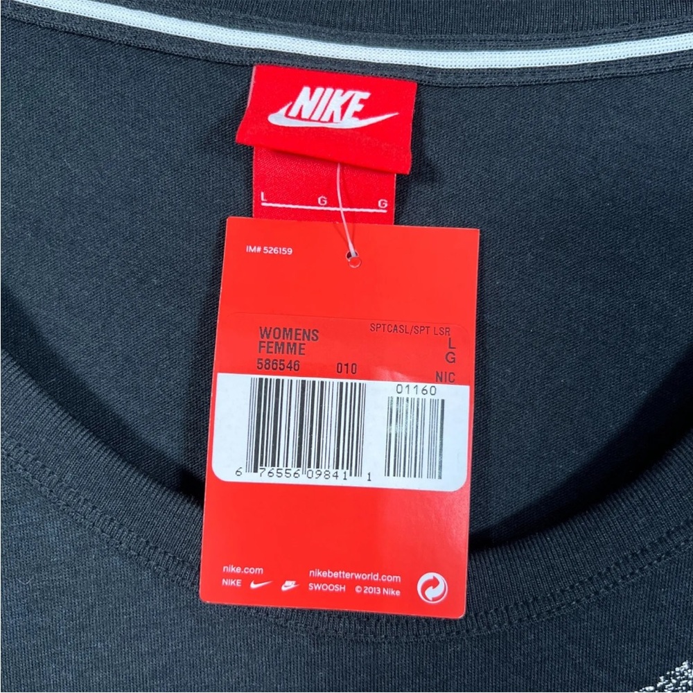 NIKE Tank Top Size Large Womens Black Sleeveless Crew Neck Cotton Activewear NEW - Picture 6 of 10